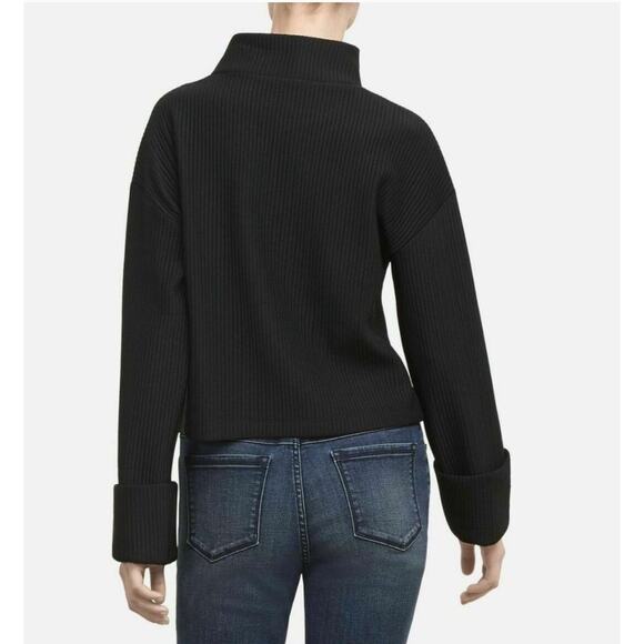 Kenneth Cole Black Ribbed Mock Neck Top Size L NWT - Picture 3 of 11